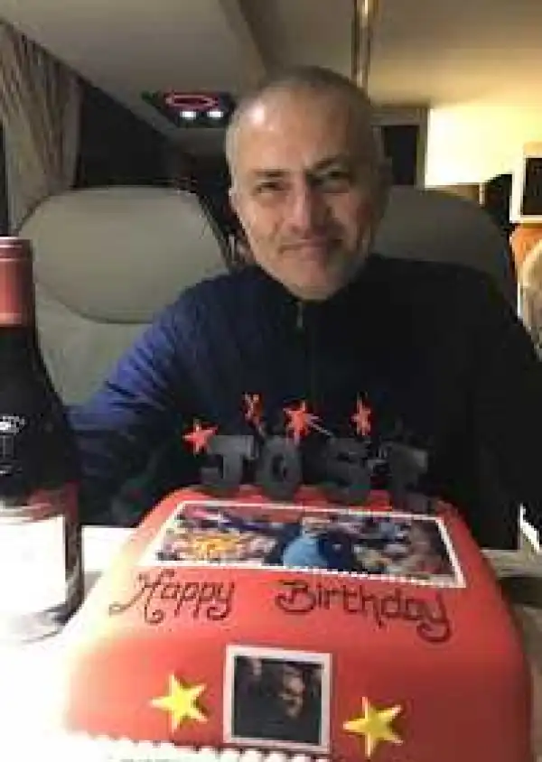 Many More Years!! Jose Mourinho Celebrates 54th Birthday With Cake On Manchester United Team Bus [photo]
